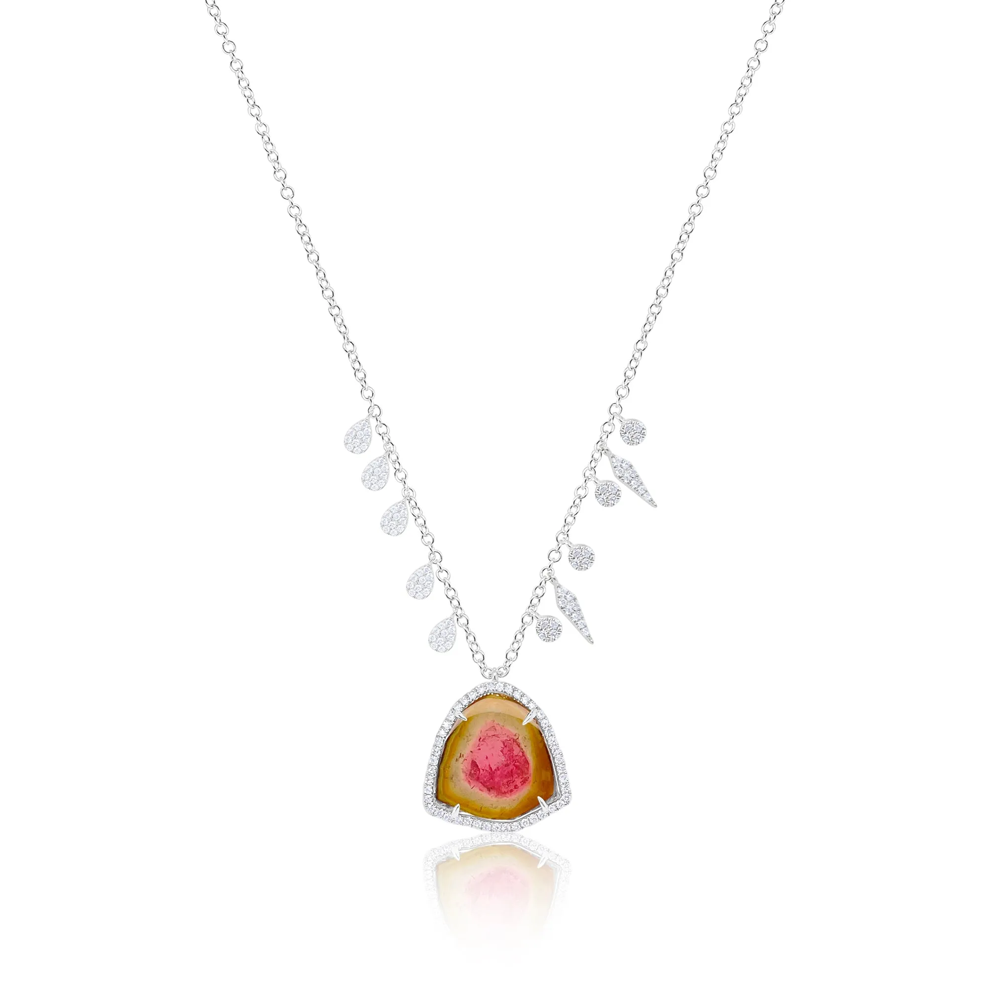 Watermelon Tourmaline Diamond Necklace sold by Meira T