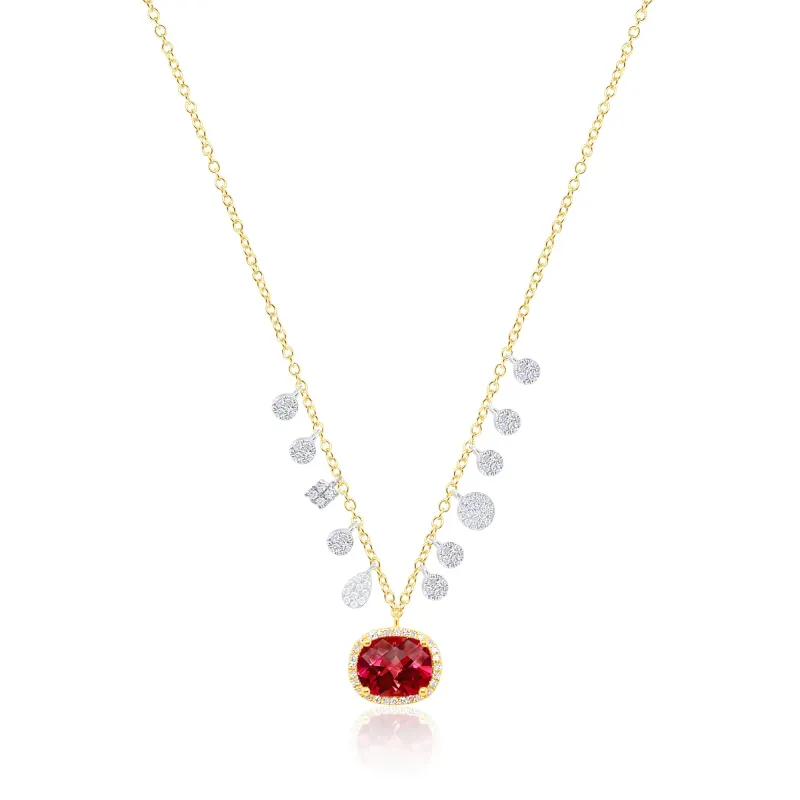 Pink Tourmaline Diamond Necklace sold by Meira T