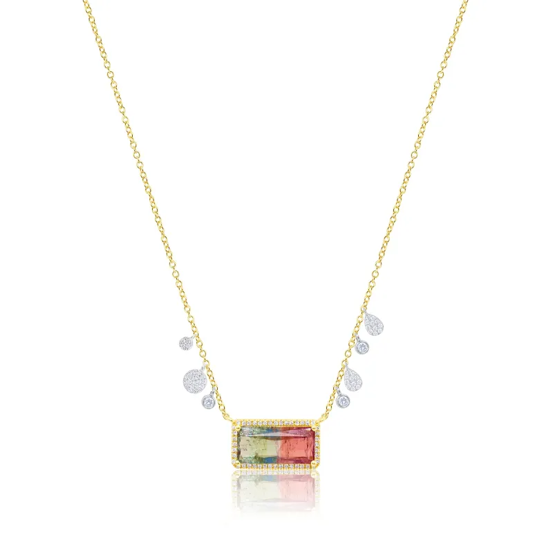 Yellow Gold Watermelon Tourmaline Necklace sold by Meira T