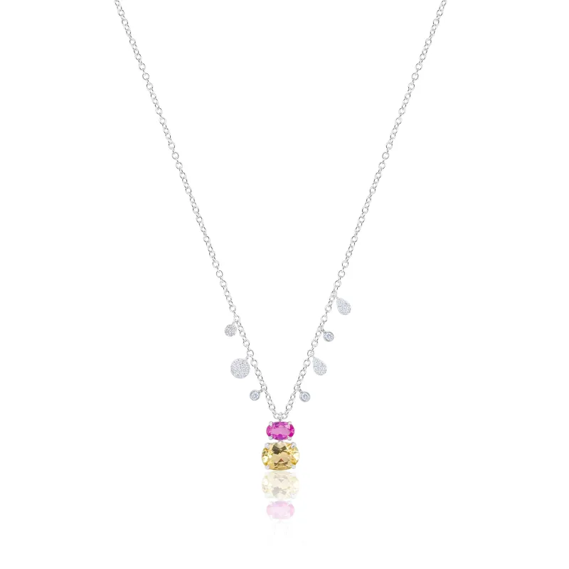 14kt Yellow Gold Diamond AMBLYGONITE and Pink Sapphire Necklace sold by Meira T