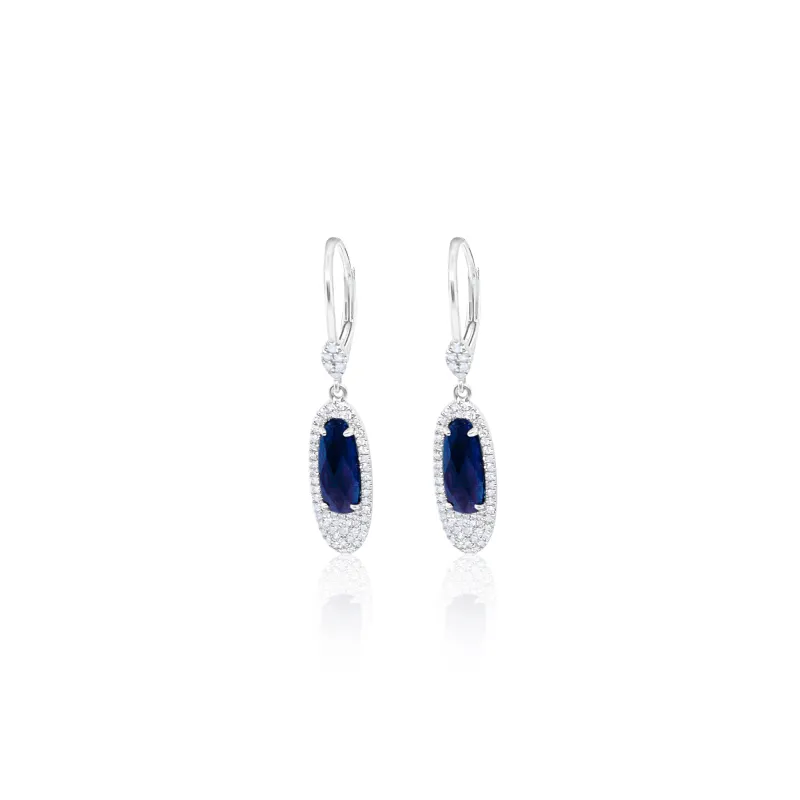 White Gold Diamond Blue Sapphire Earrings sold by Meira T
