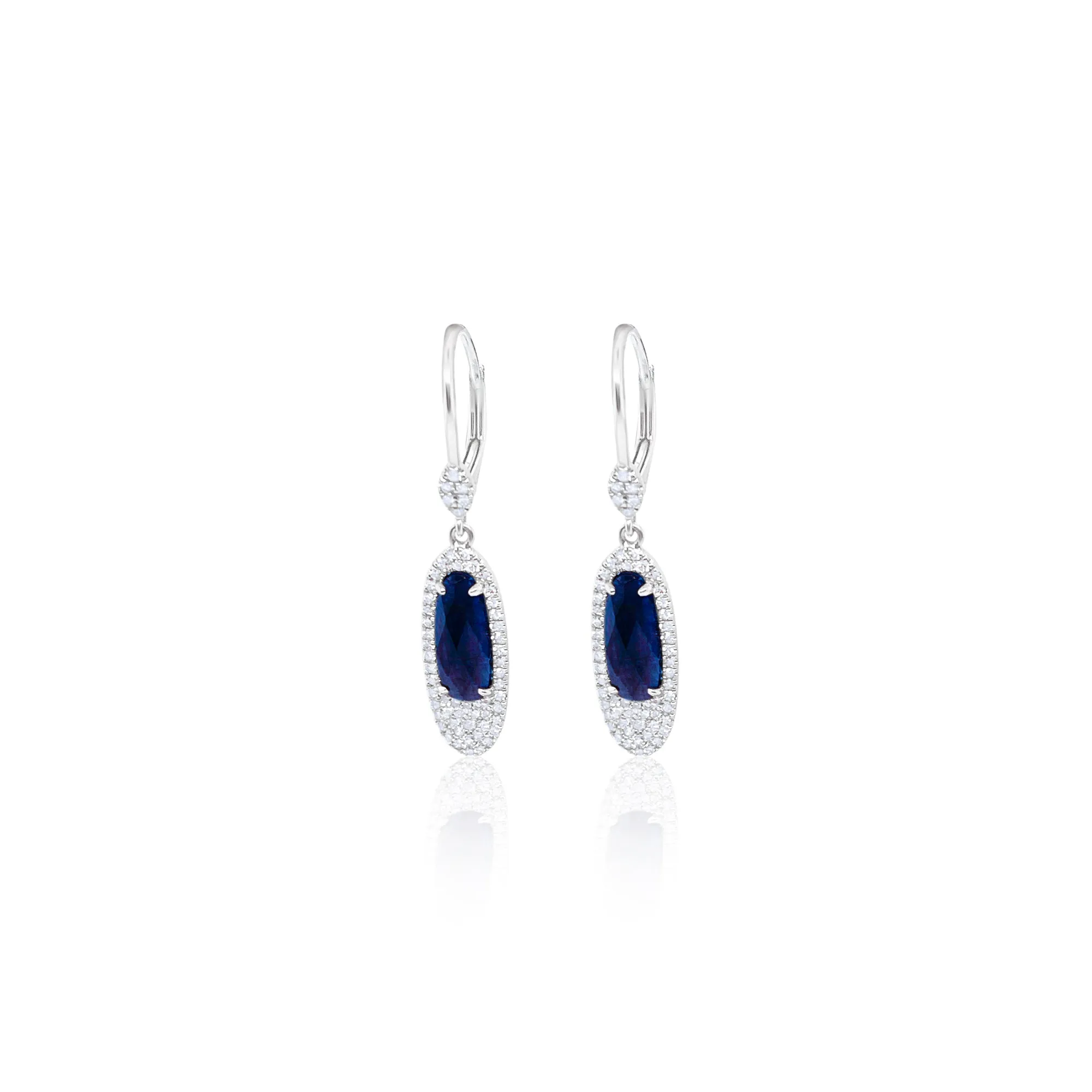 White Gold Diamond Blue Sapphire Earrings sold by Meira T
