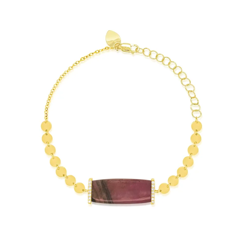 14kt Yellow Gold Watermelon Tourmaline Onyx Doublet Bracelet sold by Meira T