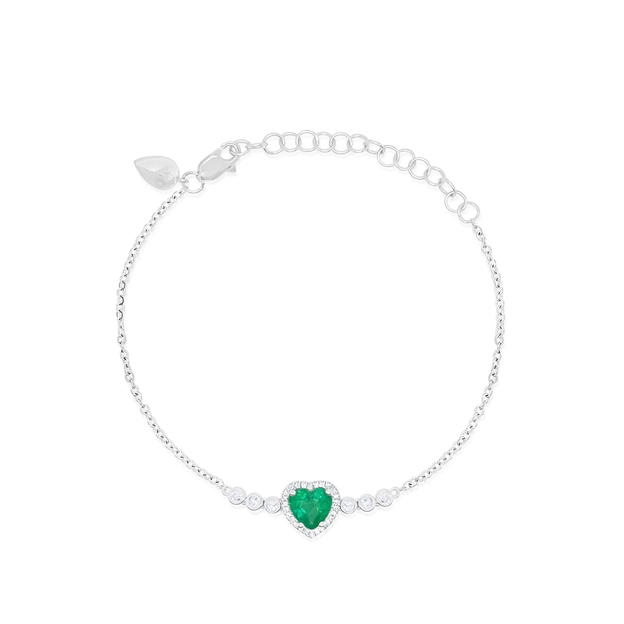 White Gold Emerald Heart Bracelet sold by Meira T