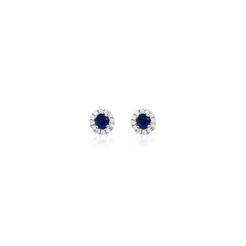 14kt White Gold Diamond Rough Cut Blue Sapphire Diamond Studs sold by Meira T