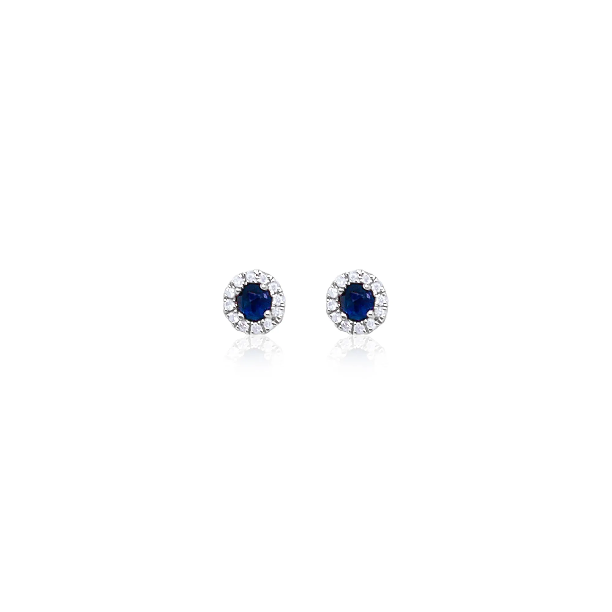 14kt White Gold Diamond Rough Cut Blue Sapphire Diamond Studs sold by Meira T