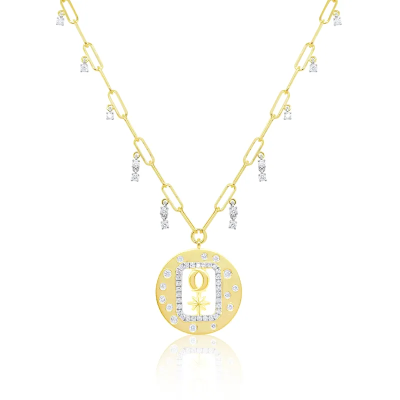 14kt Yellow Gold Paperclip Diamond Celestial Necklace sold by Meira T