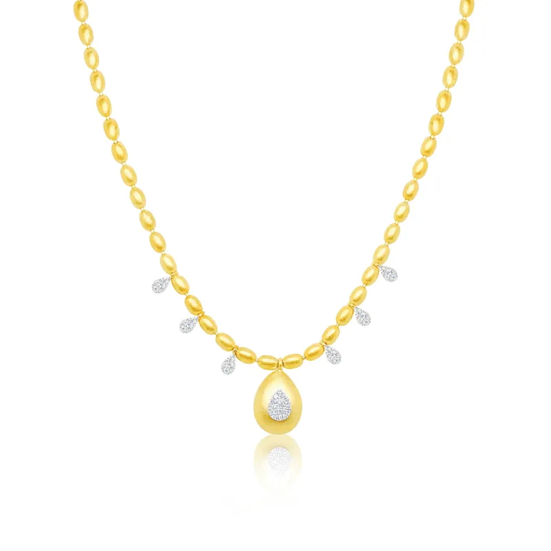 Yellow Silver Teardrop Diamond Pendent Necklace sold by Meira T