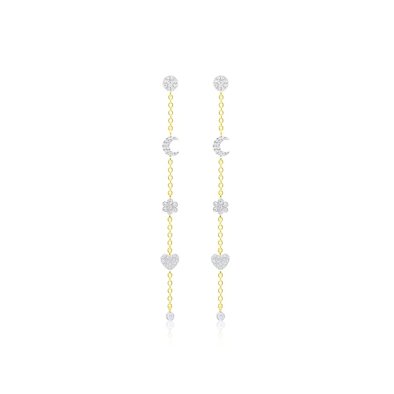 Silver Multi Charm Drop Diamond Earrings sold by Meira T