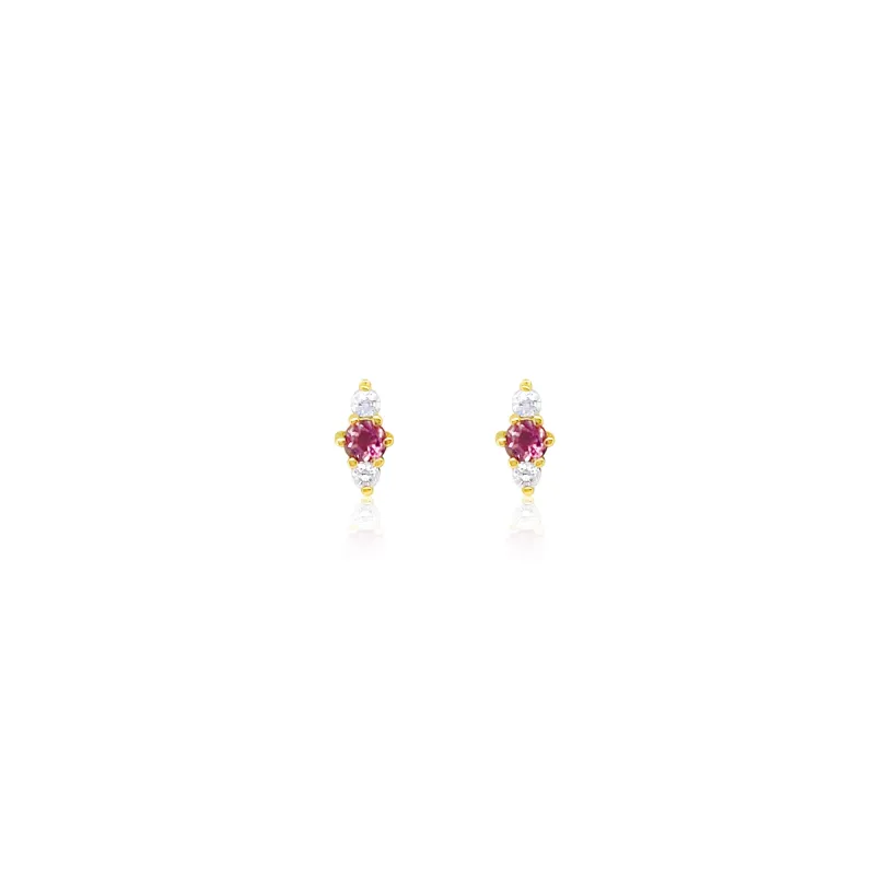 Pink Sapphire and Diamond Dagger Studs 14kt Yellow Gold sold by Meira T