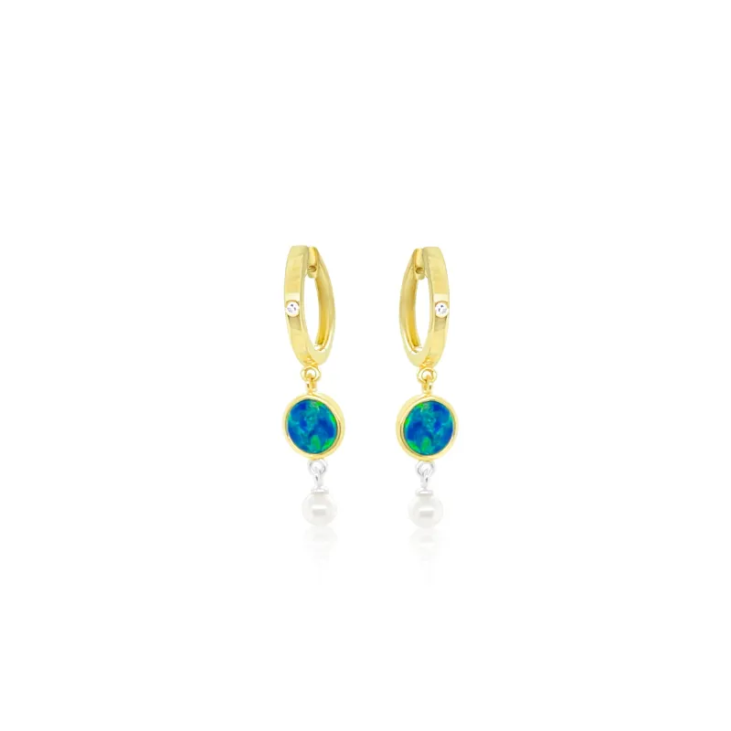 Yellow Gold Opal Earrings sold by Meira T
