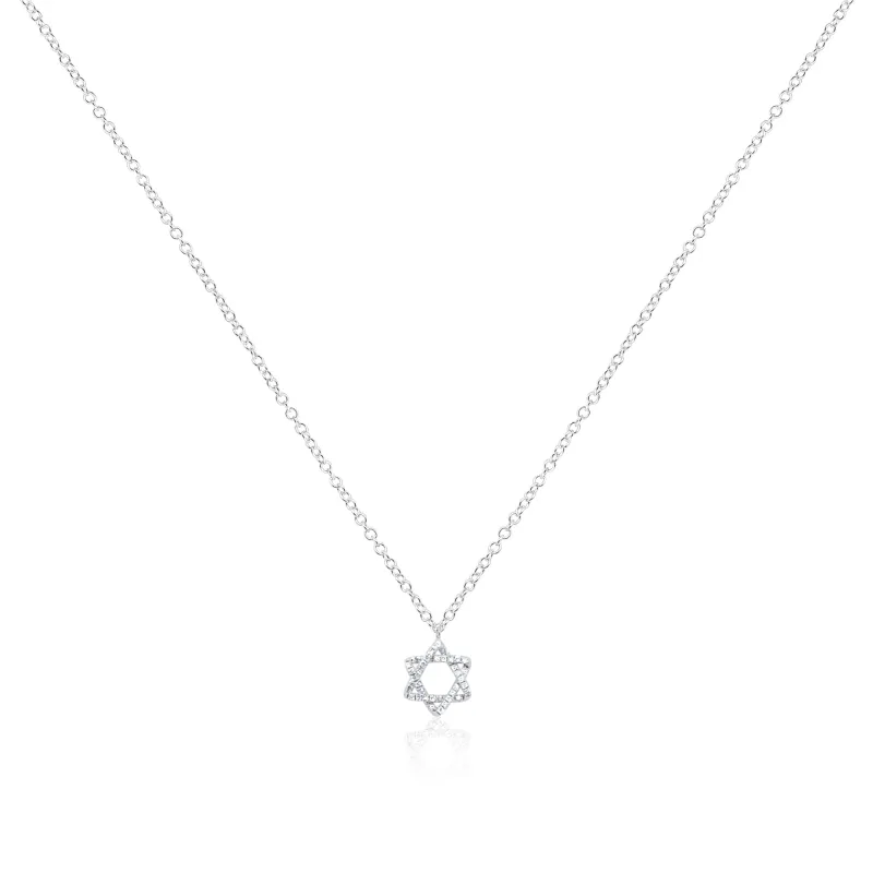 White Gold Jewish Star Diamond Necklace sold by Meira T