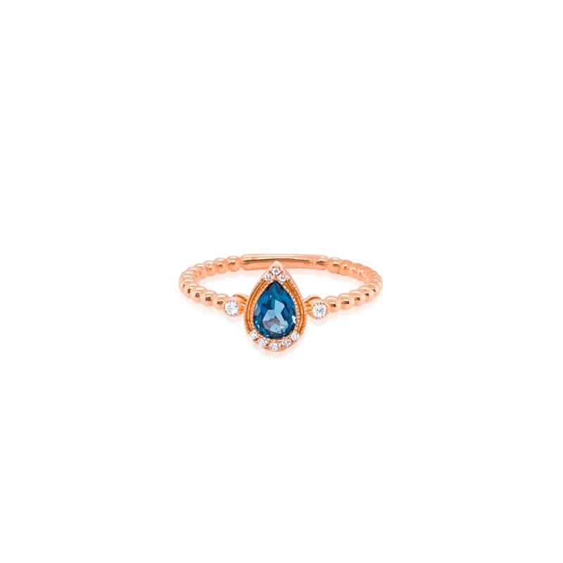 Rose Gold London Blue Topaz Ring sold by Meira T