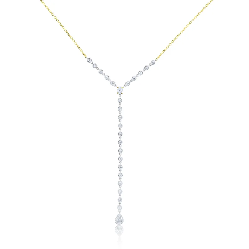 Two Tone Gold Diamond Bezel Lariat Necklace sold by Meira T