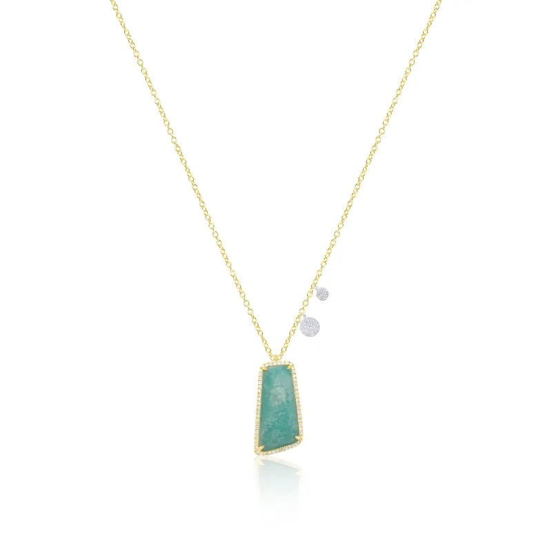 Yellow Gold Amazonite Diamond Necklace sold by Meira T