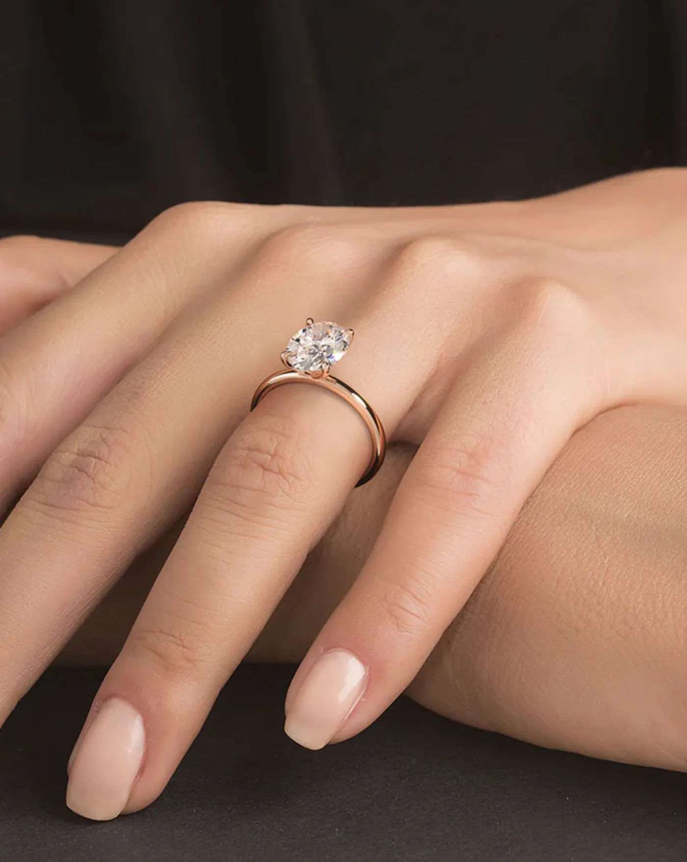 14kt White Gold Lab Grown Oval Diamond Ring 4 ct sold by Meira T product image thumbnail 2