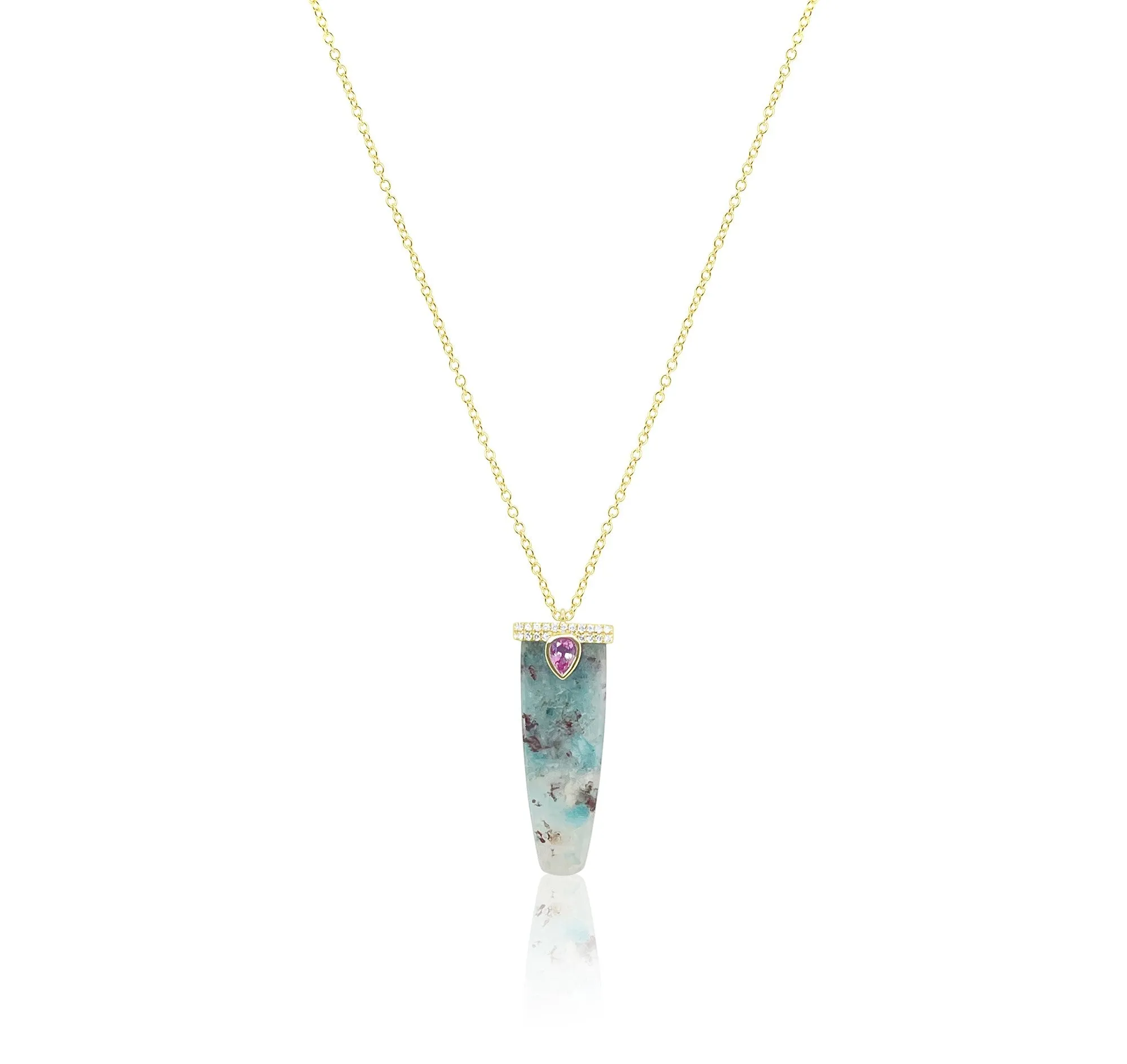 14kt Yellow Gold Amazonite and Pink Sapphire Charm Necklace sold by Meira T