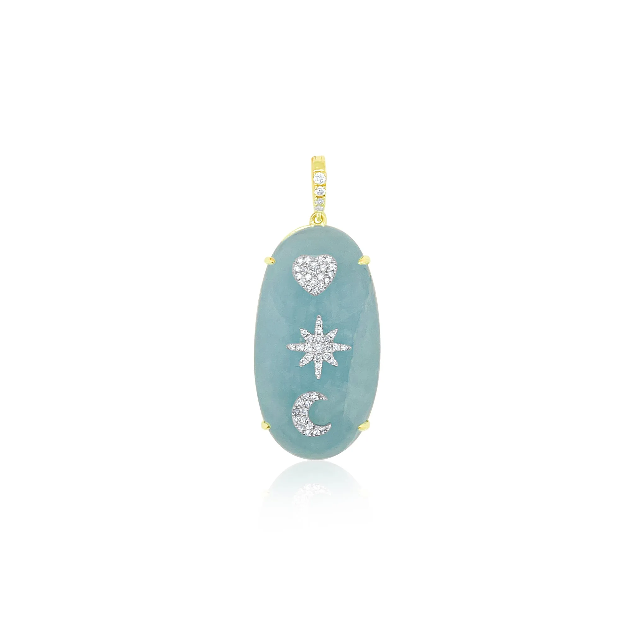 14kt Yellow Gold Milky Aqua and Diamond Shapes Charm sold by Meira T