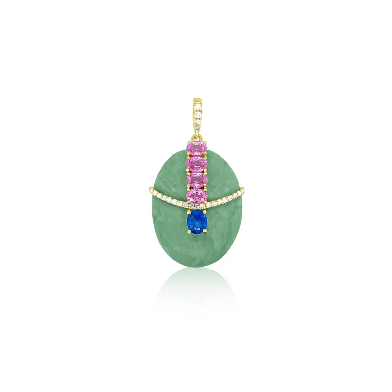 Yellow Gold Chrysoprase Diamond Sapphire Charm sold by Meira T