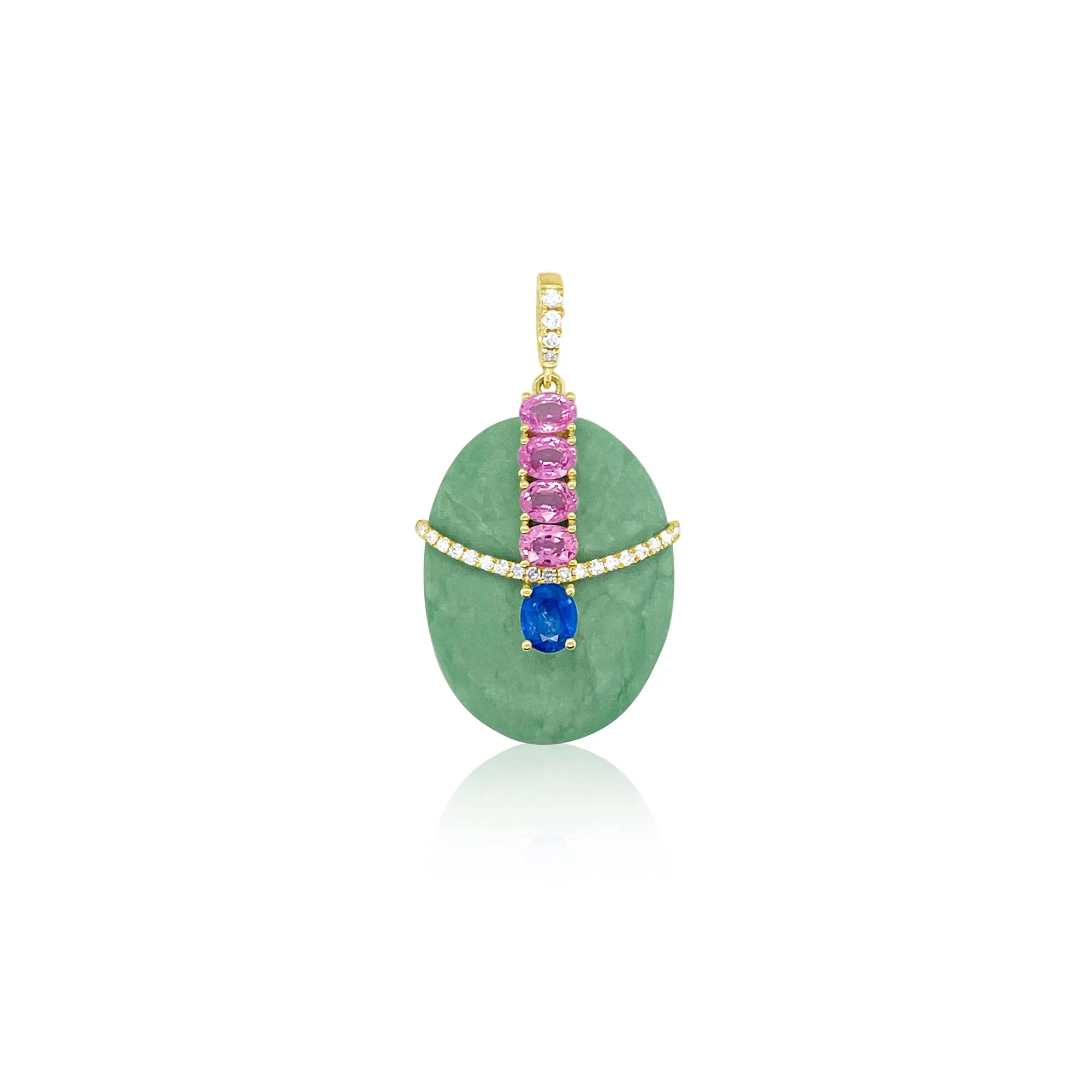 Yellow Gold Chrysoprase Diamond Sapphire Charm sold by Meira T