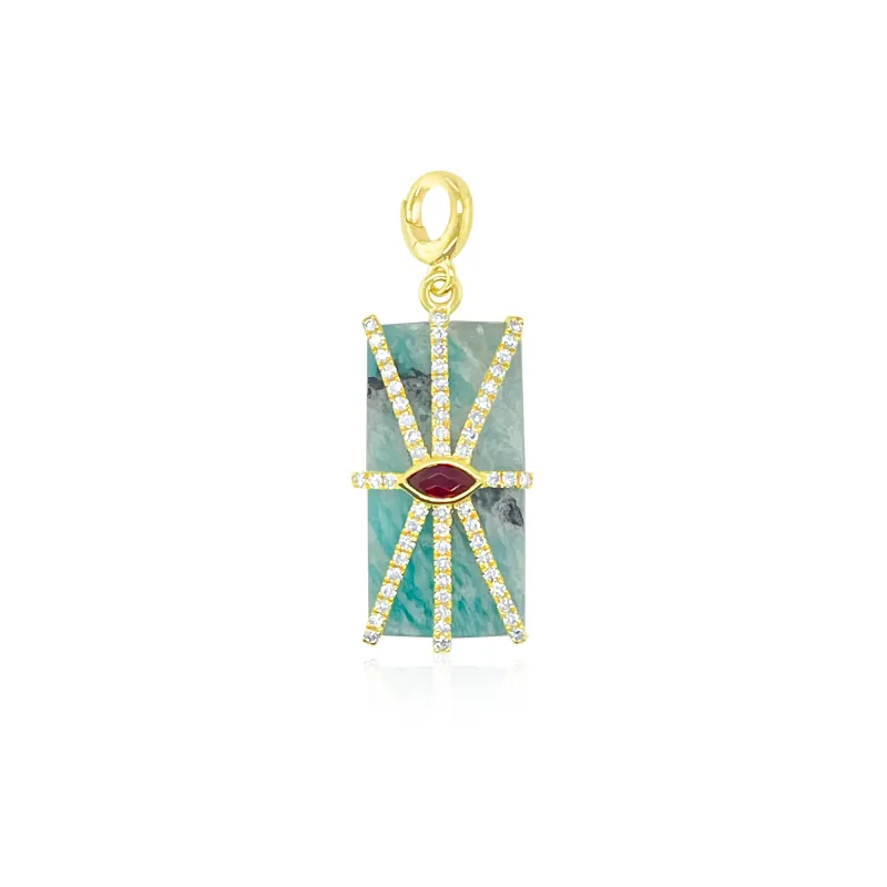 14kt Yellow Gold Diamond and Amazonite Charm sold by Meira T