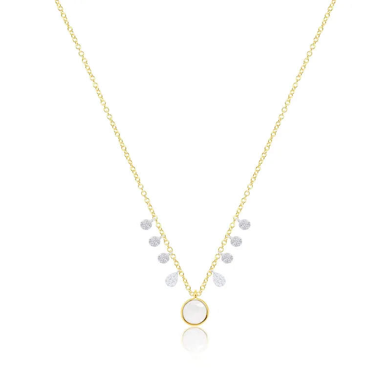 14kt Yellow Gold White Sapphire Diamond Necklace sold by Meira T