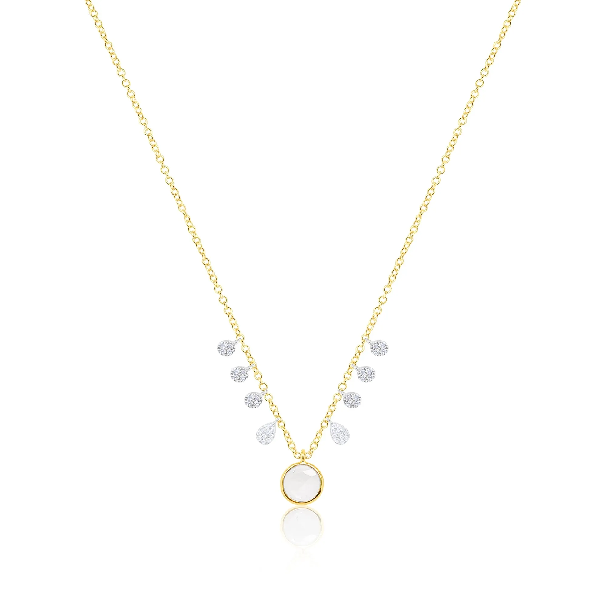 14kt Yellow Gold White Sapphire Diamond Necklace sold by Meira T
