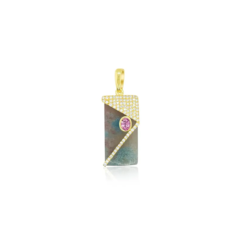 14kt Yellow Gold Diamond and Pink Sapphire Tourmaline Charm sold by Meira T