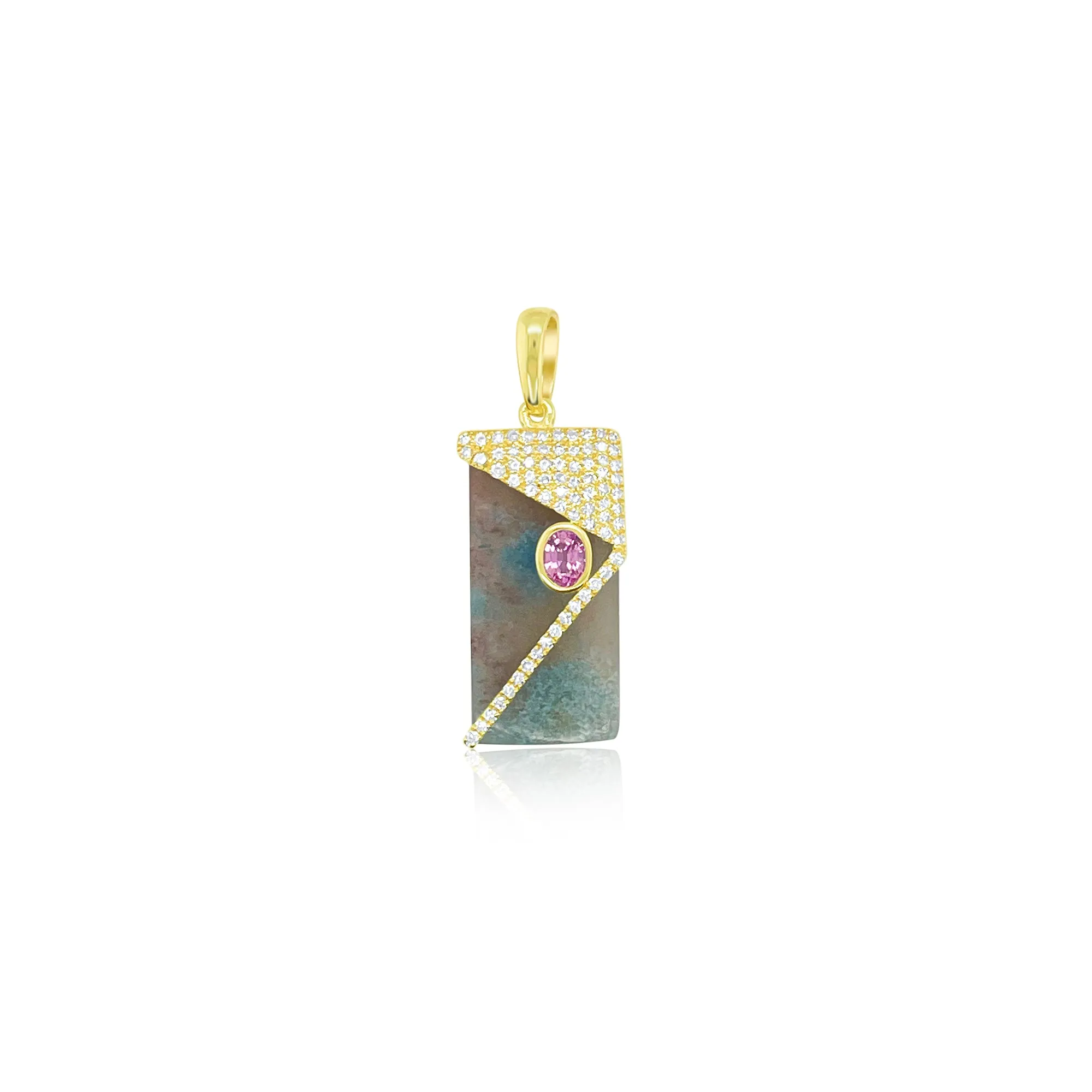 14kt Yellow Gold Diamond and Pink Sapphire Tourmaline Charm sold by Meira T