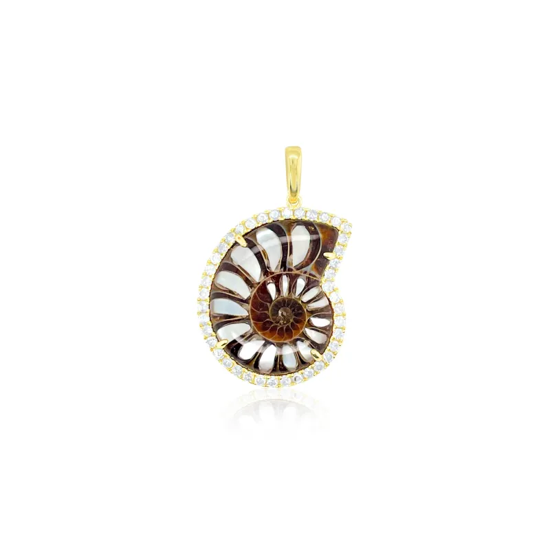 14kt Yellow Gold Diamond Fossil Charm sold by Meira T