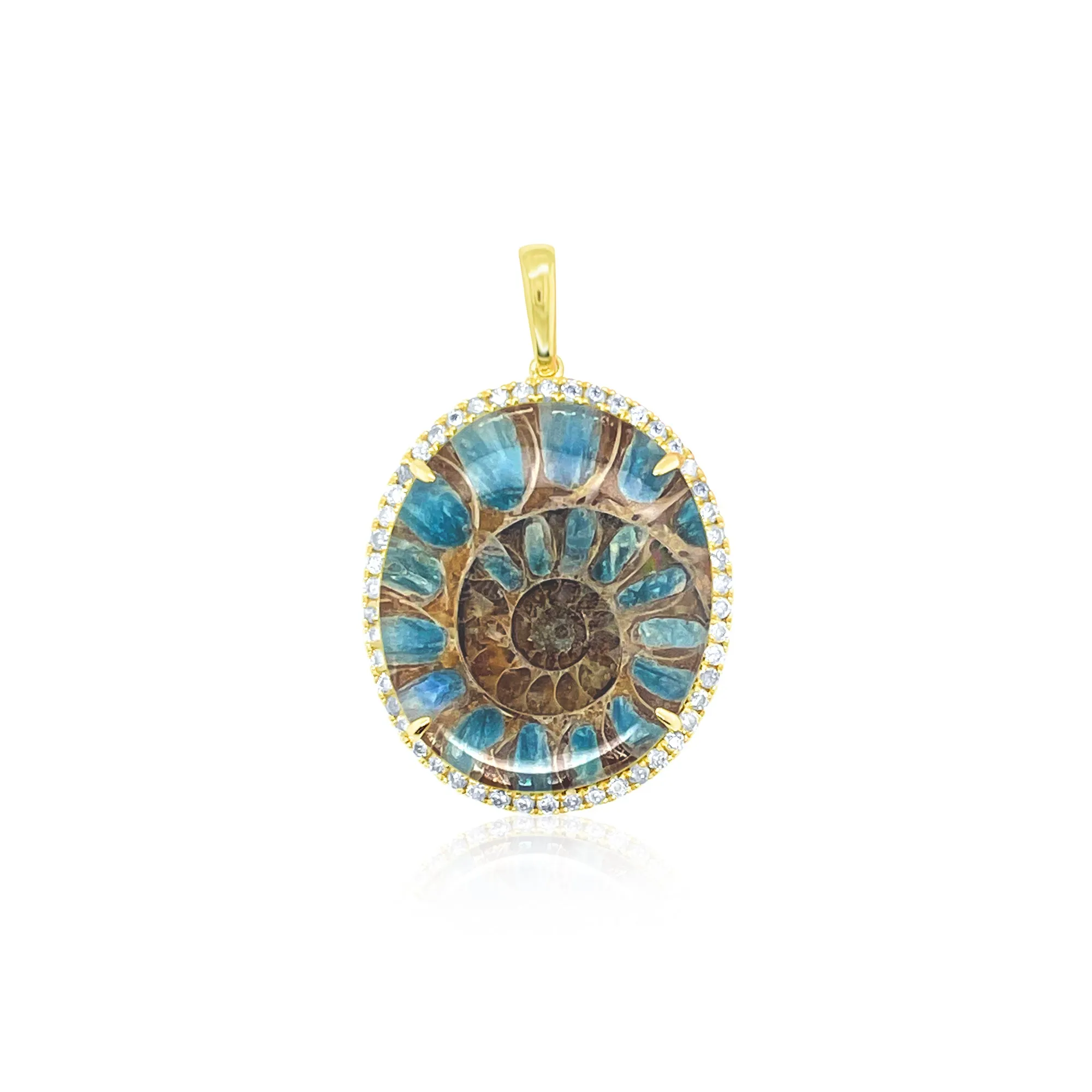 Yellow Silver Diamond Blue Fossil Charm sold by Meira T