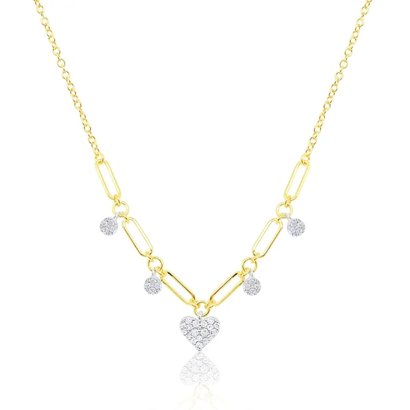 14kt Yellow Gold Diamond Heart Pendant Link Necklace sold by Meira T