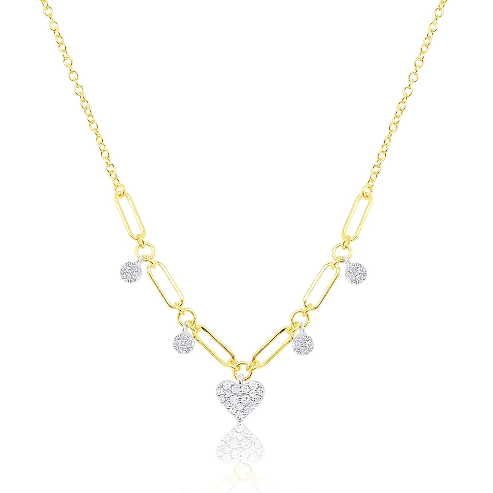 14kt Yellow Gold Diamond Heart Pendant Link Necklace sold by Meira T