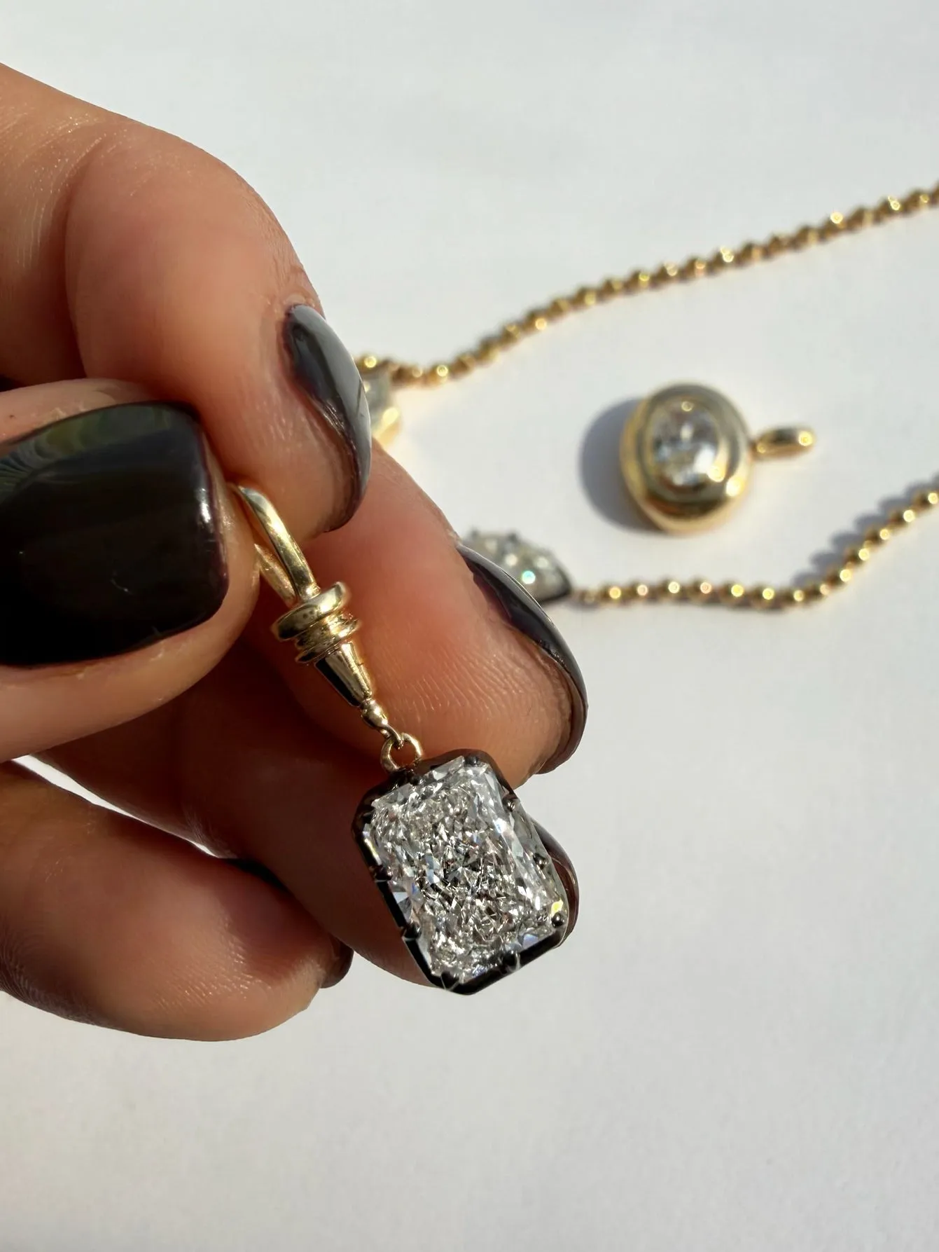 Emerald Rhodium Lab Pendant sold by Meira T product image thumbnail 3