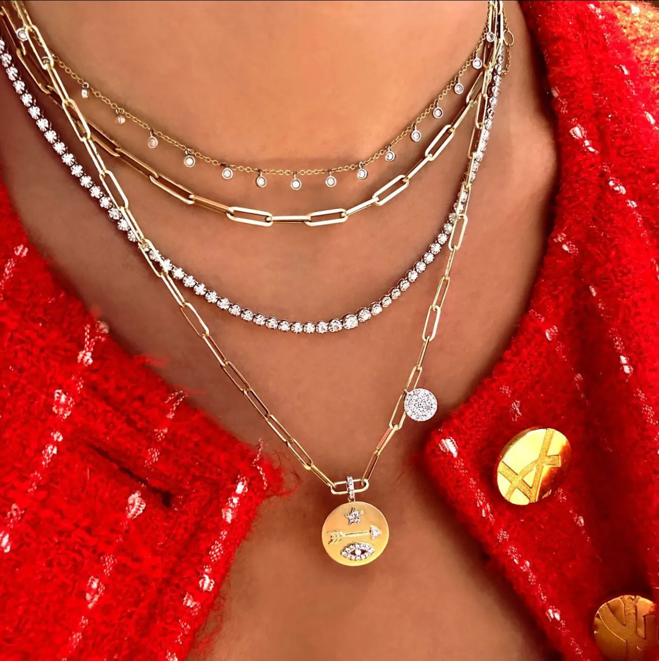 Paper Clip Star and Evil Eye Protection Necklace sold by Meira T product image thumbnail 2