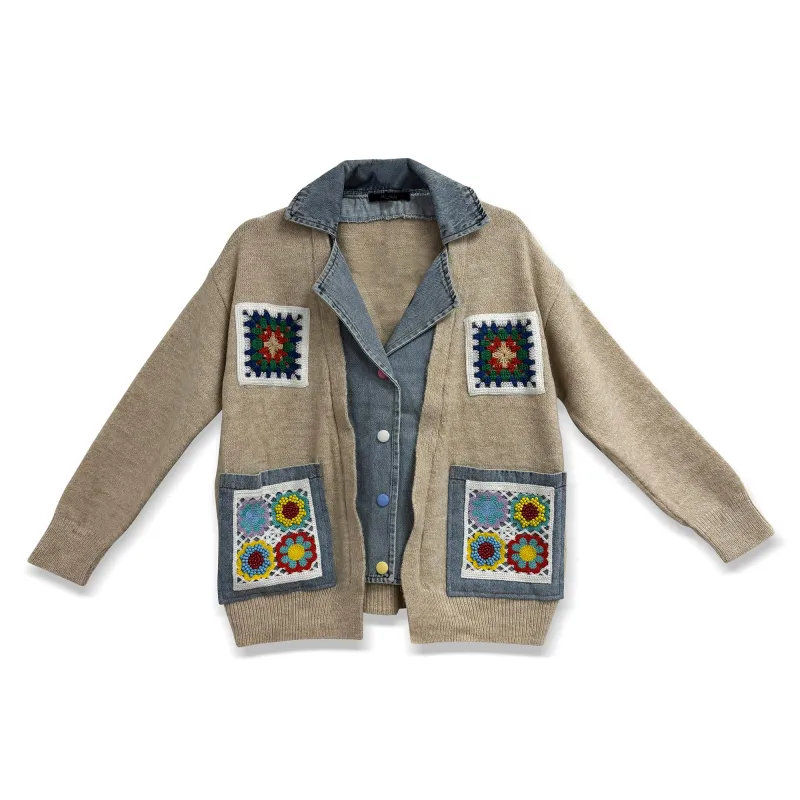 Crochet Denim Cardigan sold by Meira T