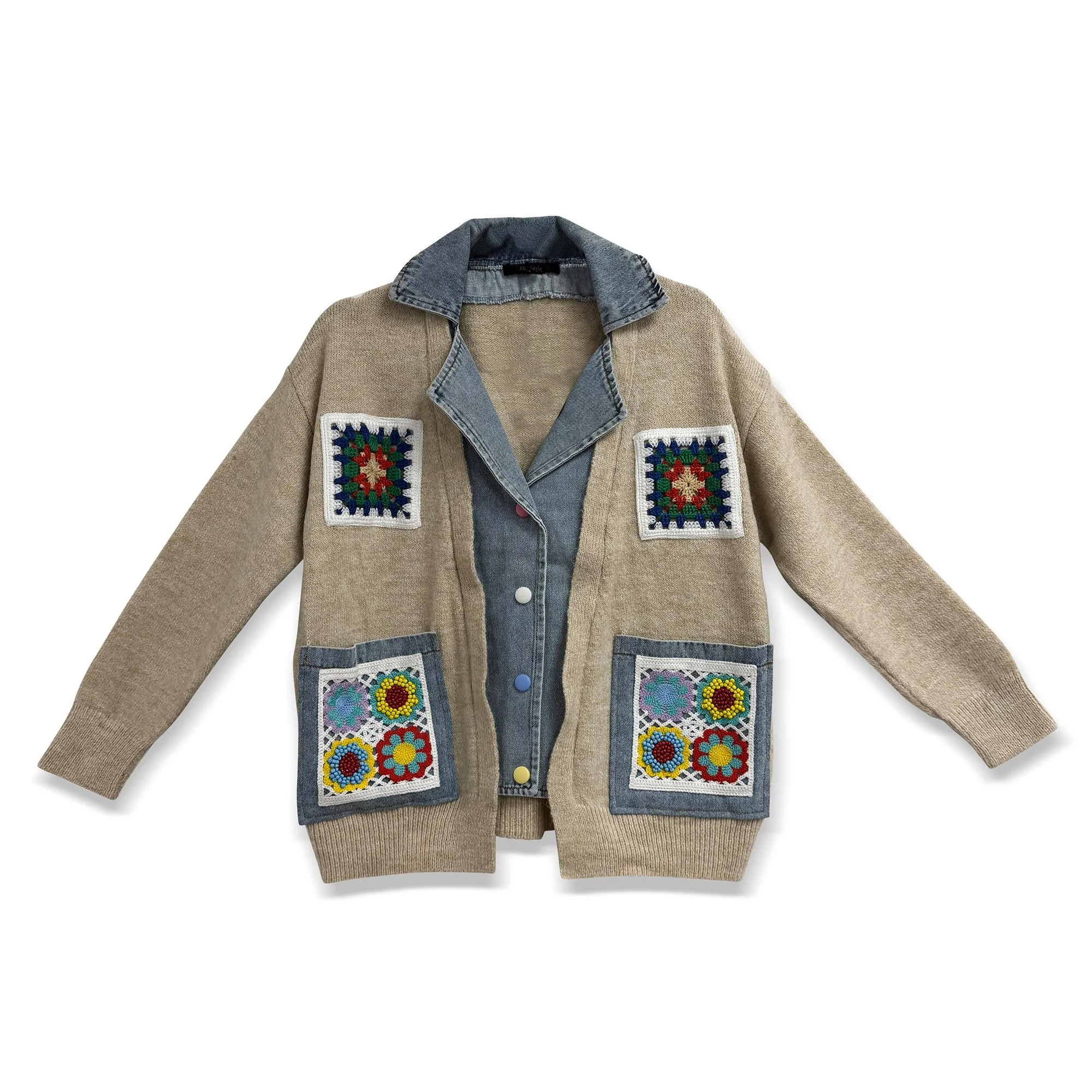 Crochet Denim Cardigan sold by Meira T