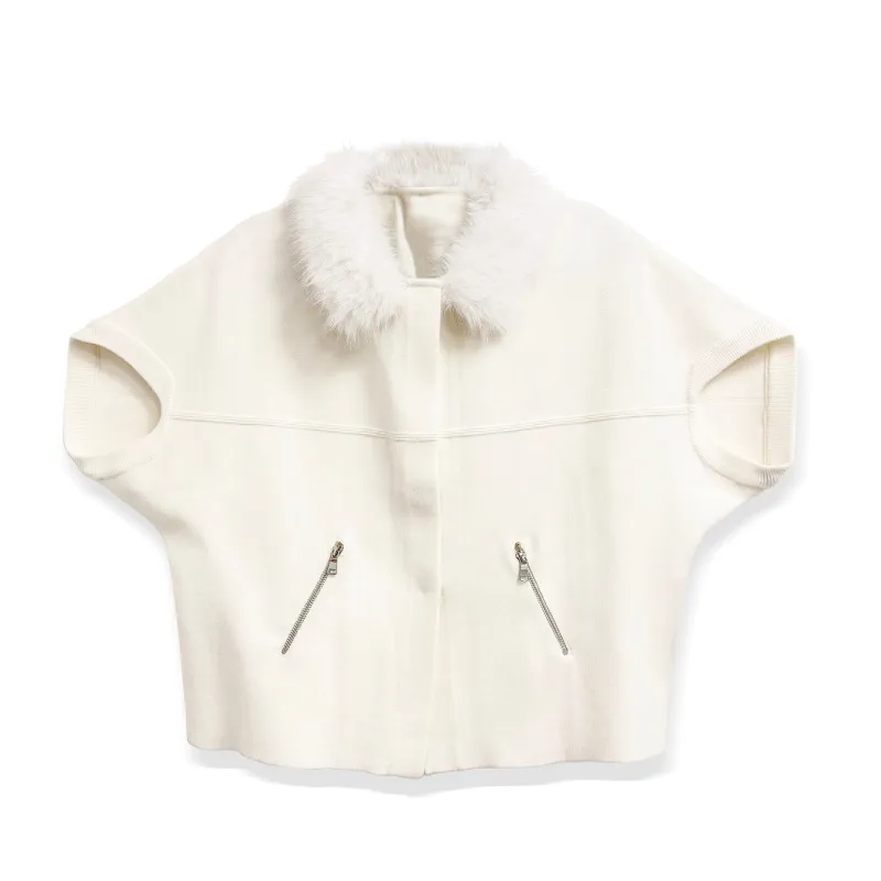 Faux Fur Trim Cardigan sold by Meira T