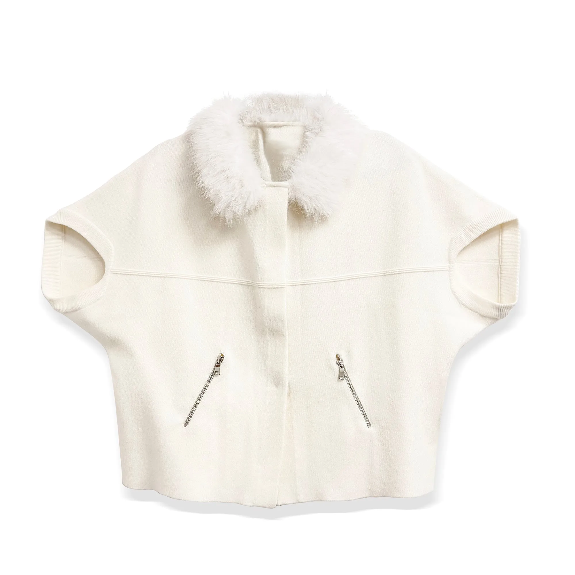 Faux Fur Trim Cardigan sold by Meira T