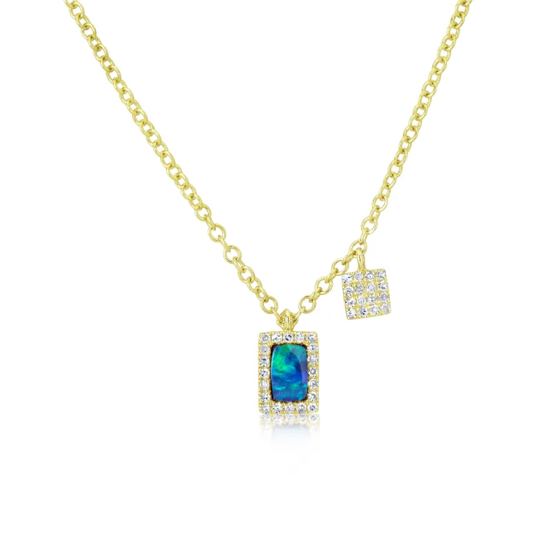 Opal Halo Necklace made by Meira T