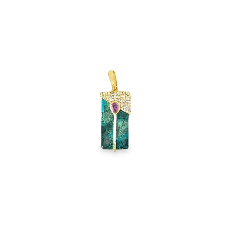 Chrysocolla and Pink Sapphire Charm sold by Meira T