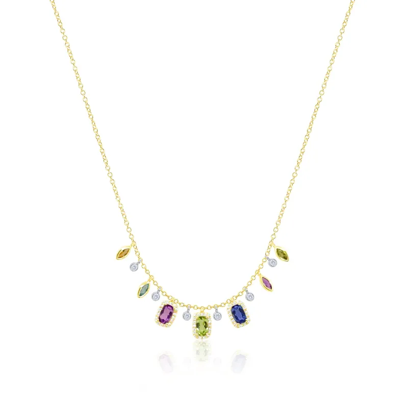 Yellow Gold Multi Color Gemstone Necklace sold by Meira T