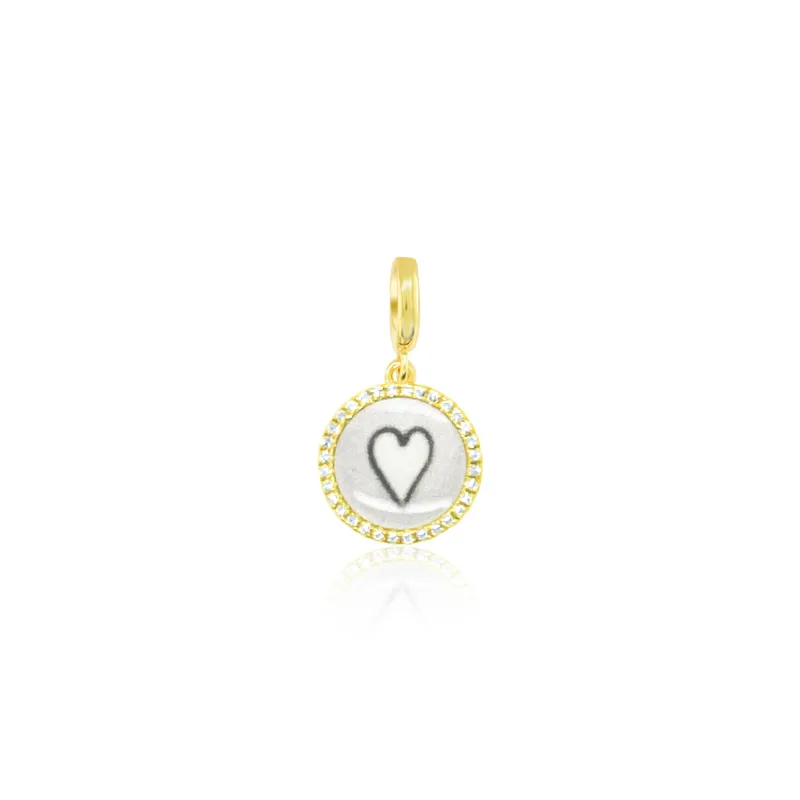 14kt Yellow Gold and Silver Diamond Heart Charm sold by Meira T