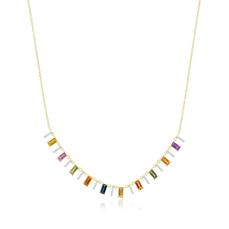 Yellow Gold Multi Sapphire and Diamond Necklace sold by Meira T