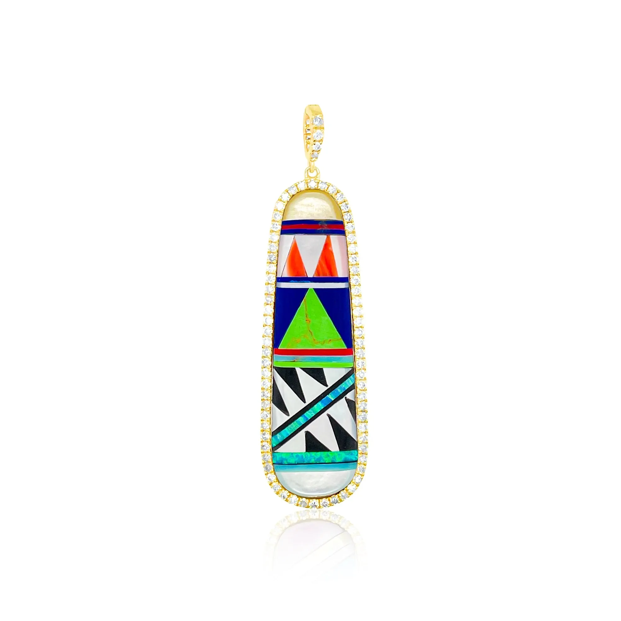Yellow Silver and Diamond Lapis Opal Onyx Mosaic Charm sold by Meira T
