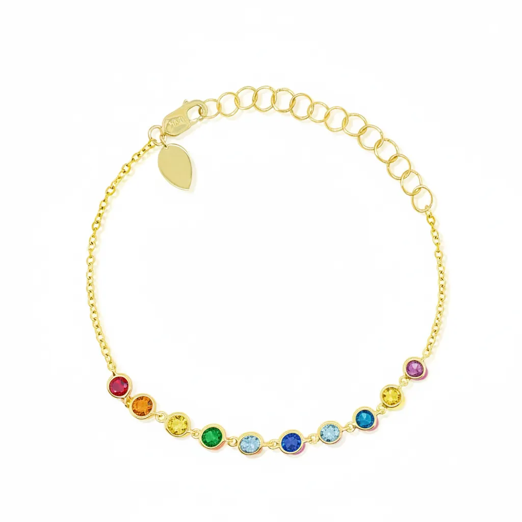 14kt Yellow Gold Rainbow Bezel Bracelet sold by Meira T