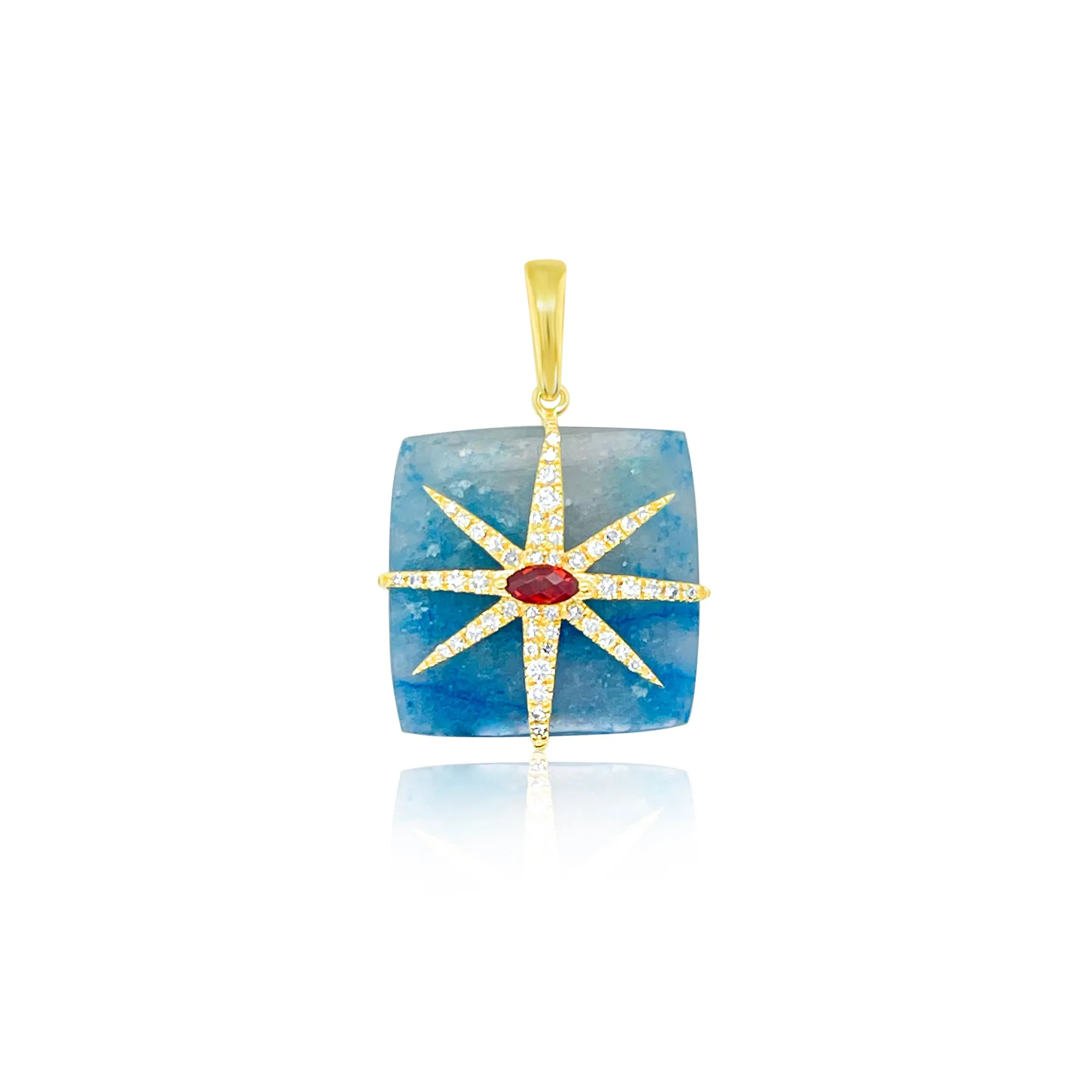 14kt Yellow Gold Paraiba and Garnet Diamond Celestial Charm sold by Meira T