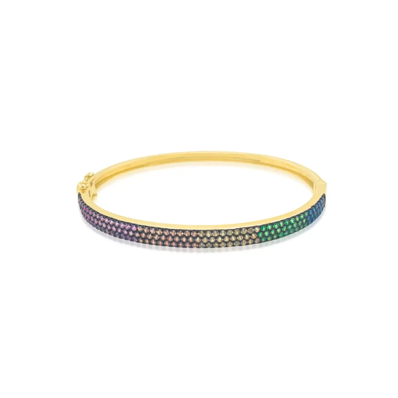 14kt Yellow Gold Pave Rainbow Bangle sold by Meira T