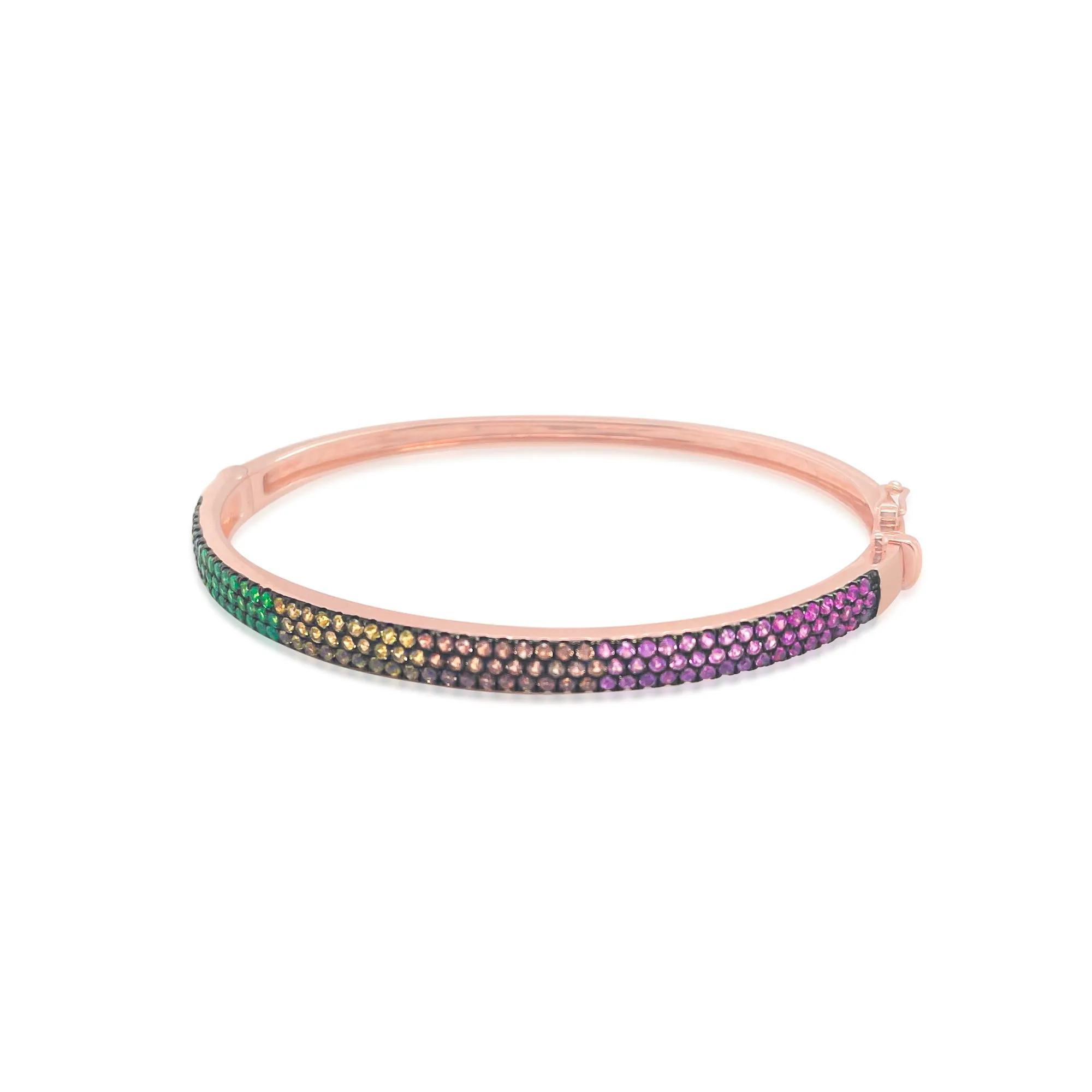 14kt Rose Gold Pave Rainbow Bangle sold by Meira T