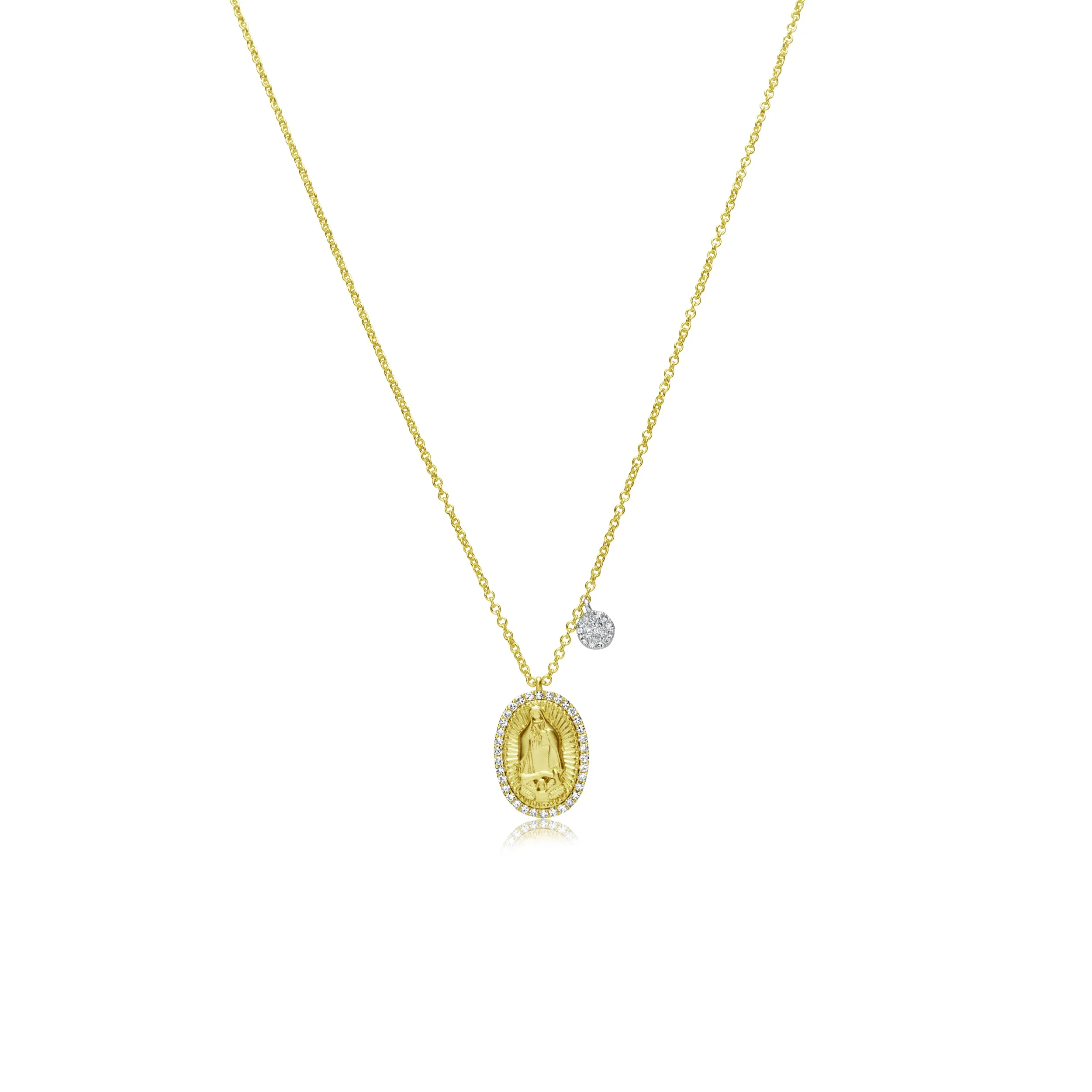 Yellow Gold Our lady of Guadalupe Necklace sold by Meira T